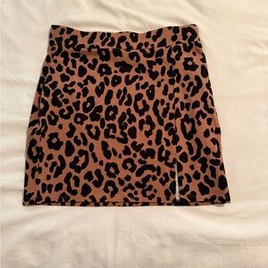 Leopard Print Brown Skirt